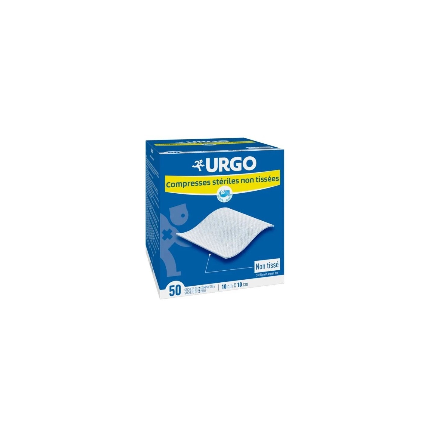 Urgo Compresses stériles non tissées 10cm x 10cm - 50 sachets de 2 compresses