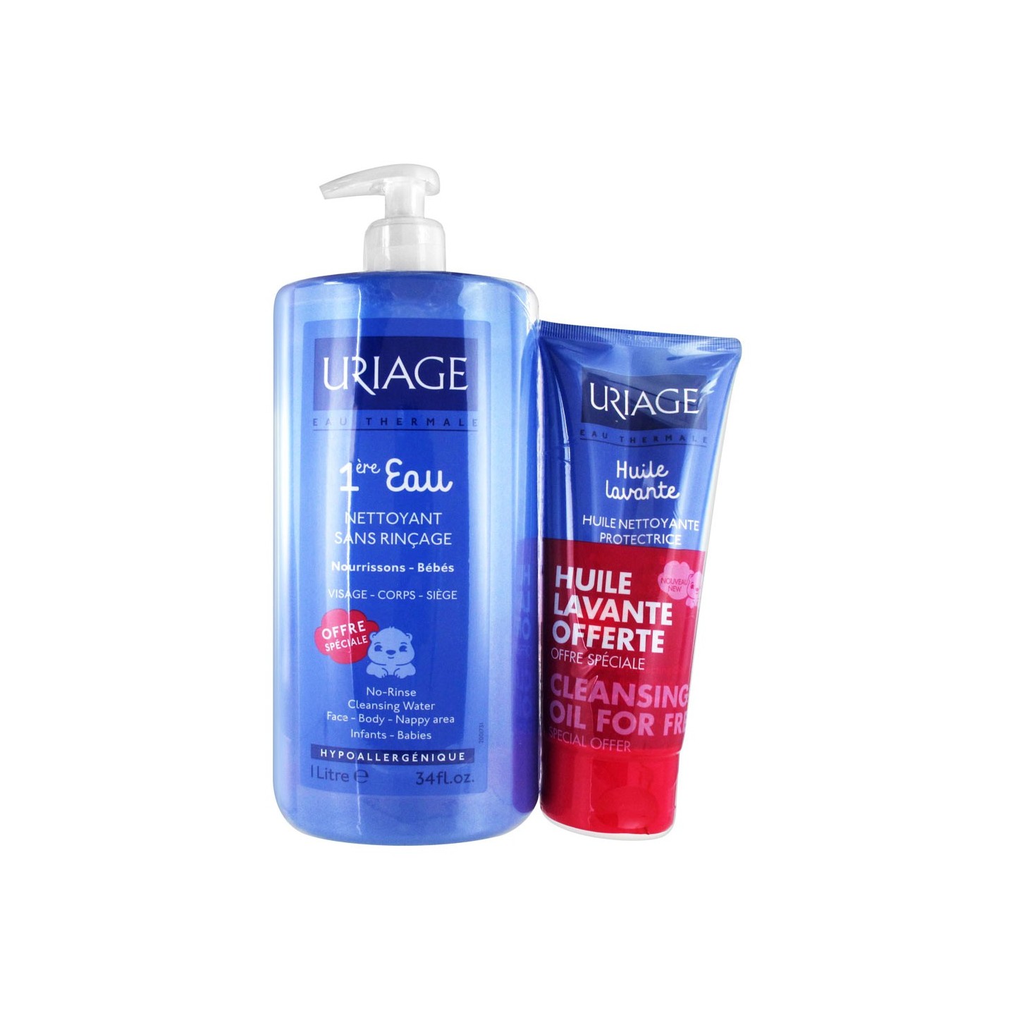 Uriage Bébé 1ère Eau Nettoyant 1L + Huile Lavante 200ml