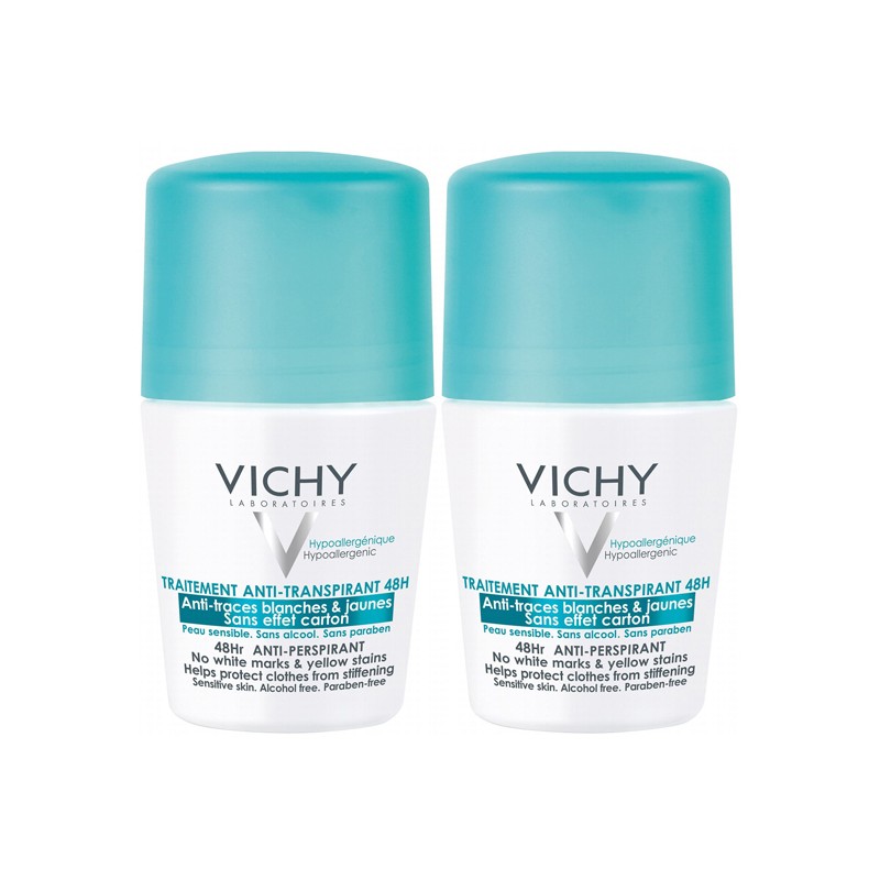 Pharmacie Bastille - Vichy déodorant anti-transpirant 48H anti-trace bille 2x50ml
