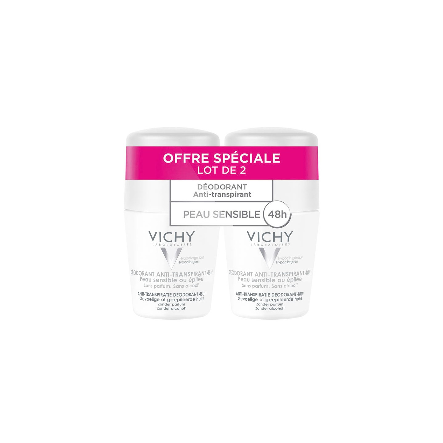 Vichy deodorant anti-transp peaux sensibles 50ml lot de 2