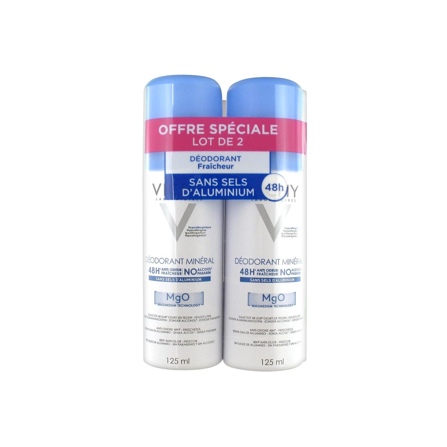 Vichy deodorant mineral mgo lot de 2x125 ml