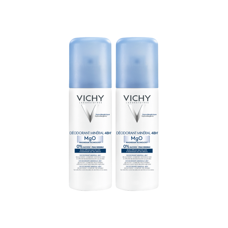 Pharmacie Bastille - Vichy déodorant minéral 48h MgO aérosol 2x125ml