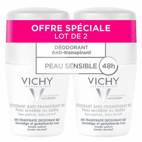 Vichy déodorant duo billes peaux sensibles 2x50ml