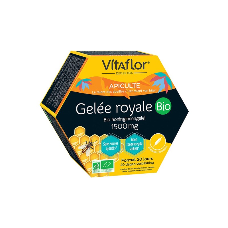 Pharmacie Bastille - Vitaflor gelée royale Bio 1500mg 20 ampoules