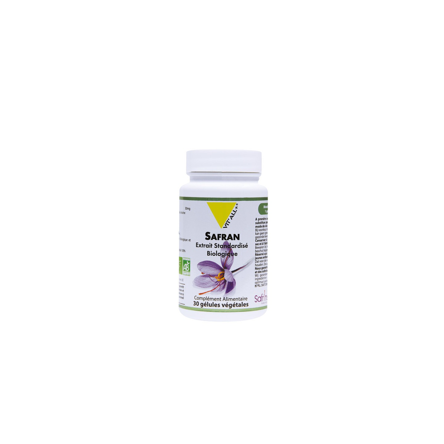 Vitall+ Safran Bio 30mg - 30 gélules végétales
