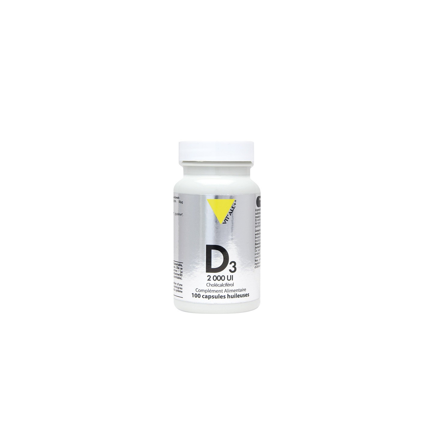Vitall+ Vitamine D3 2000UI Cholécalciférol 50mcg - 100 capsules