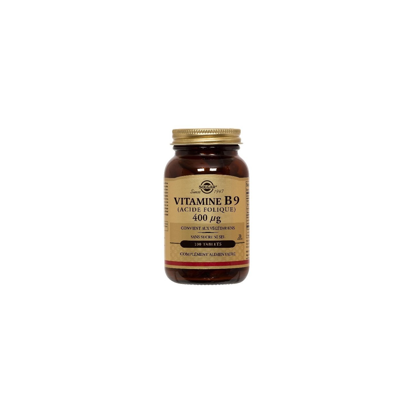 Vitamine B9 400µg Solgar boite de 100
