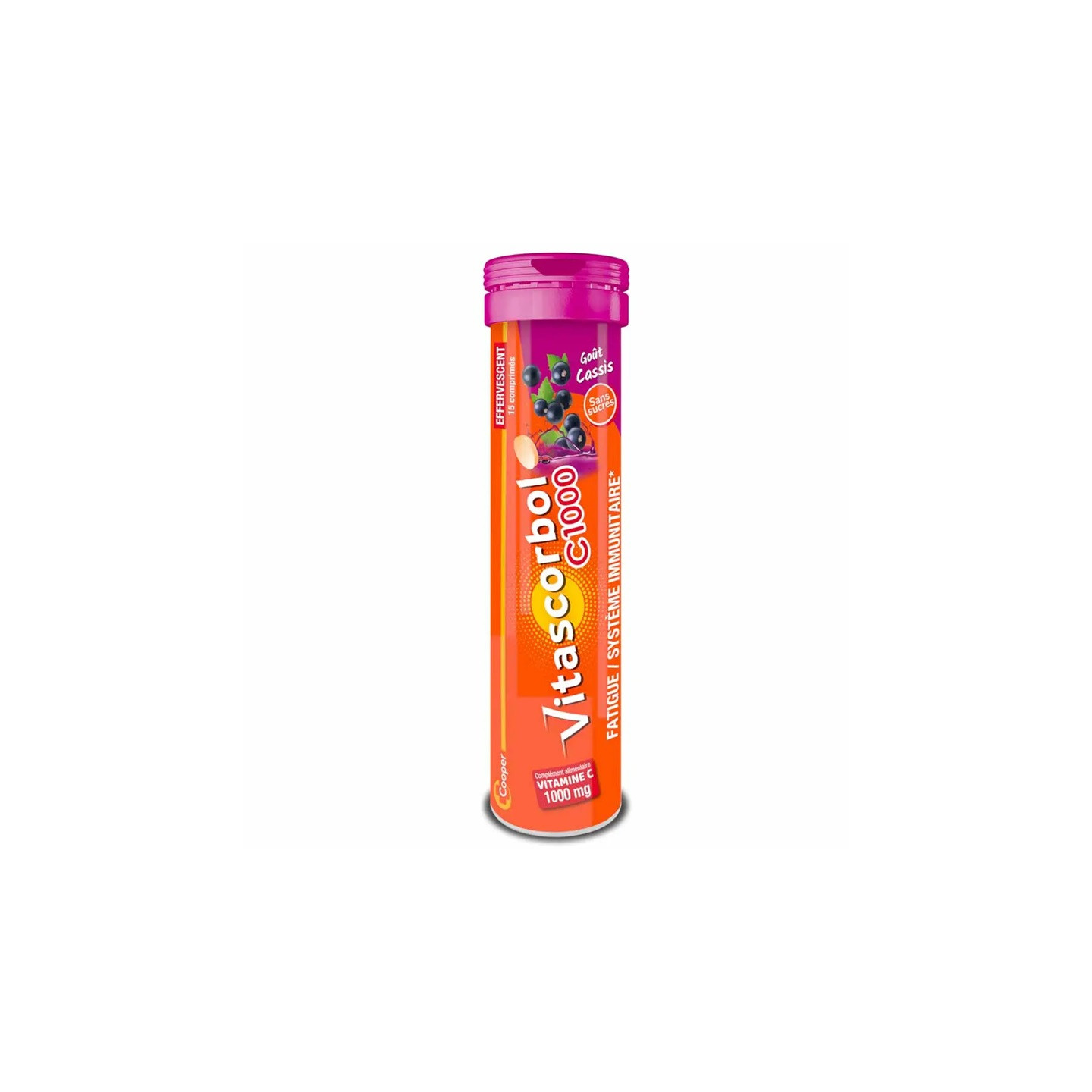 Vitascorbol Vitamine C 1000g - 15 comprimés effervescents cassis