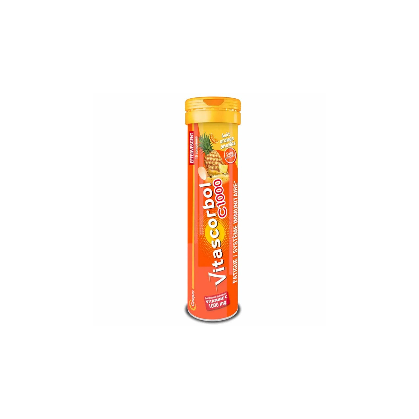 Vitascorbol Vitamine C 1000g - 15 comprimés effervescents orange/ananas