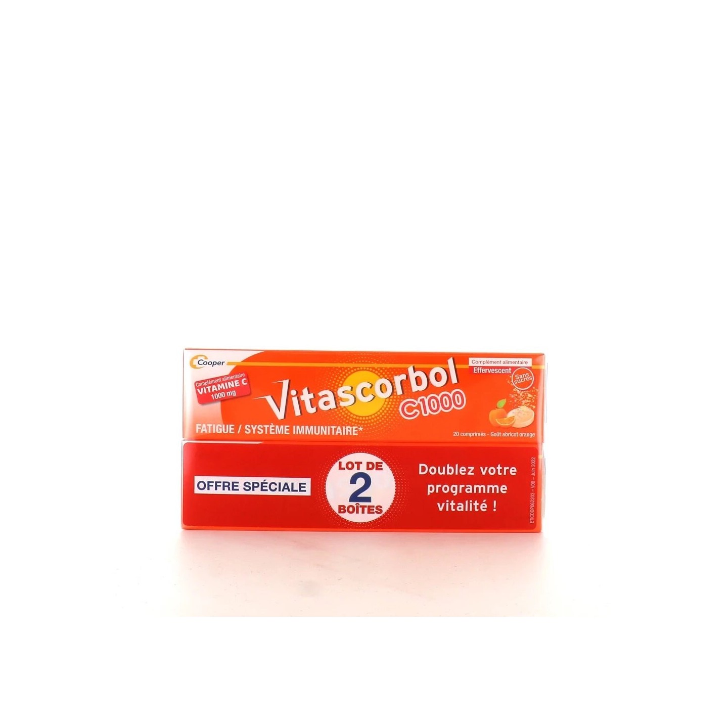 Vitascorbol Vitamine C 1000g lot de 2x20 cp effervescents