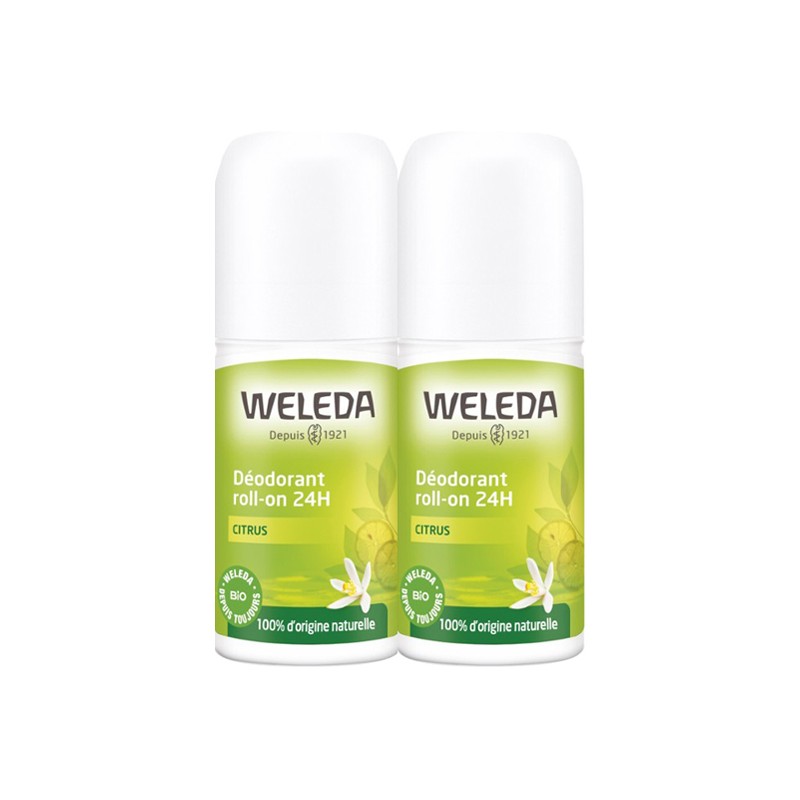 Pharmacie Bastille - Weleda déodorant roll-on 24h citrus 2x50ml