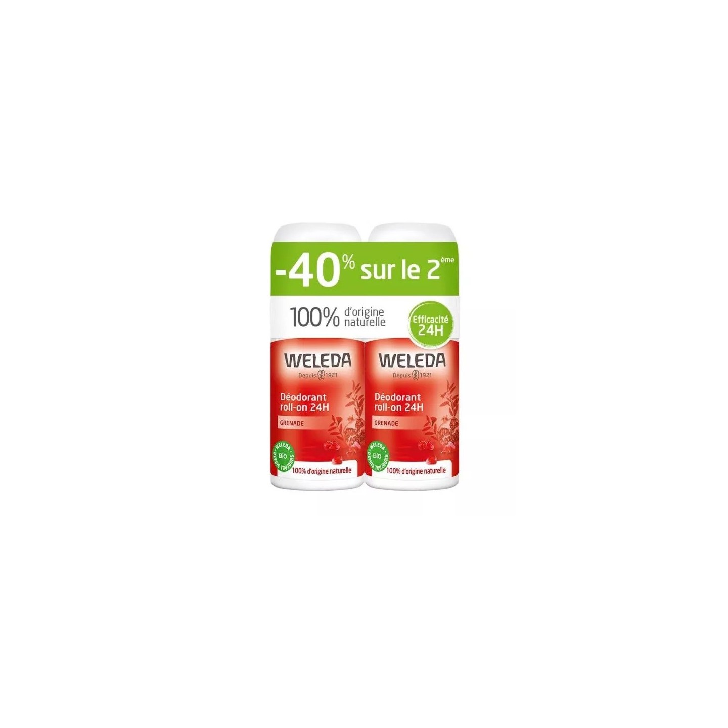Weleda Déodorant roll-on 24h grenade - Lot de 2 x 50ml