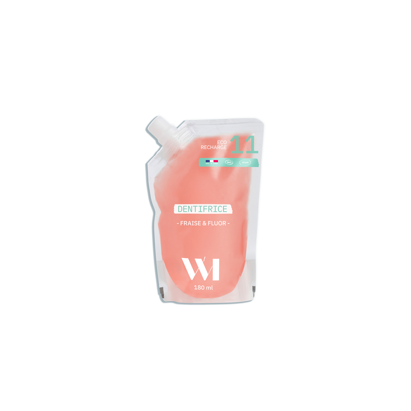 WhatMatters Dentifrice fraise adulte et enfant + 7 ans - Recharge 180ml